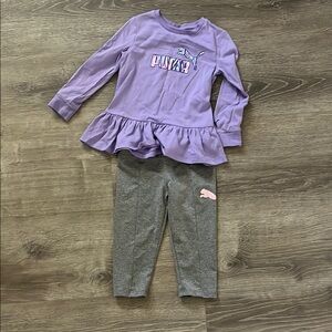Purple Peplum Top and Gray Leggings Set